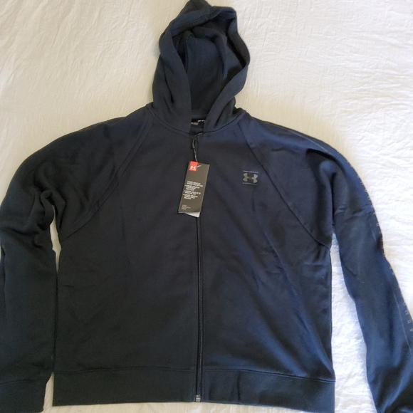 Under Armour Cropped Zipped Sweatshirt Size Large NWT in Black - Picture 1 of 5